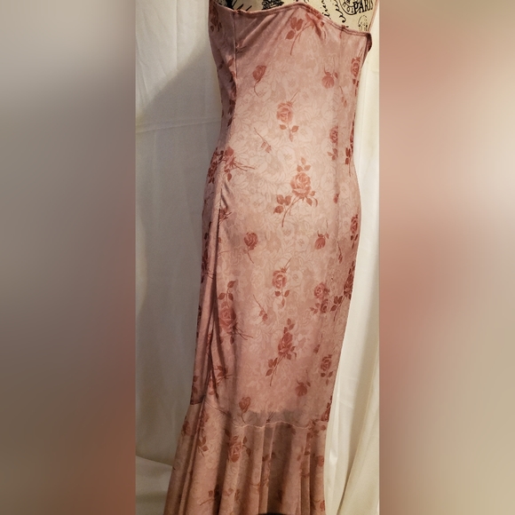 Vintage Candy Rocket size large pink floral dress. Bodycon. Fully lined. - Picture 6 of 7